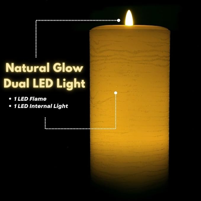 LumiPur Signature Natural Glow Flickering Flameless LED Wax Pillar Candle (3.5" x 9", Gray Fog)