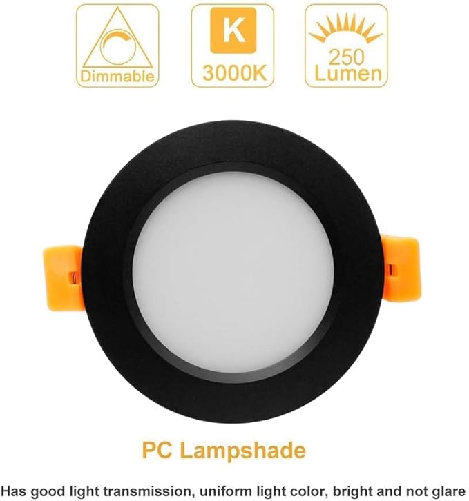 YGS-Tech 2 Inch LED Recessed Lighting, Dimmable Downlight 3W(35W Halogen Equivalent), CRI80, 3000K Warm White Ceiling Light with LED Driver(24 Pack)