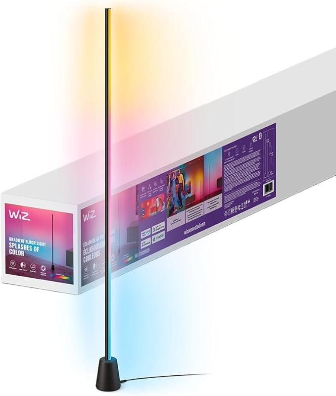 WiZ Connected Gradient Floor Light, Multi-Color LED Light Strip, Sleek Design and Easy Setup, RGBIC LED Strip Lights, Floor Lamp Connects to Wi-Fi, Voice/App Control