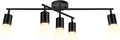 BoostArea 5 Light Track Lighting Kit, Black 5 Way Ceiling Spot Lighting, Center Swivel Track Light Heads, Flexibly Rotatable Light Head for Kitchen, Living Room, Bedroom, GU10 Bulb Not Included