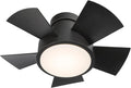 Vox Indoor and Outdoor 5-Blade 26in Smart Flush Mount Ceiling Fan in Matte Black with 3500K LED Light Kit and Remote Control works with Alexa and iOS or Android Modern Forms App