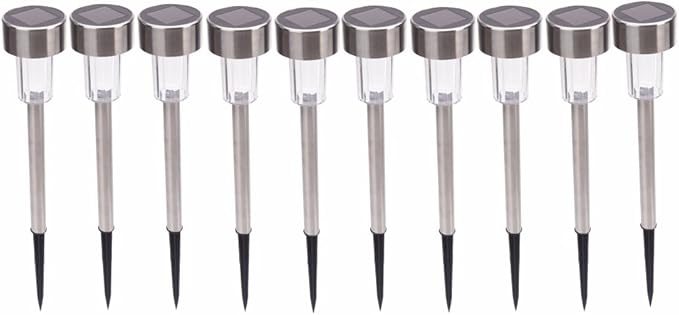 10 Pcs Outdoor Solar Pathway Lights,Stainless Steel LED Landscape Lighting,Outdoor Waterproof Solar Garden Lights,Outdoor Decorative Lighting,with Auto On/Off,for Patio Yard Lawn Path (Multicolor)