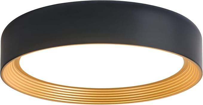 Dimmable Modern LED Flush Mount Ceiling Light,15.7 Inch 5CCT 36W/3000K-6000K,Minimalist Round Black and Gold Close to Ceiling Lighting Fixtures for Bedrooms,Dining Rooms,Living Room,Kitchens