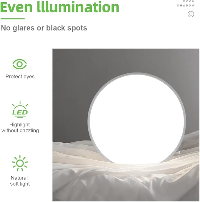 LightingWill 24 Inch LED Flush Mount Ceiling Light Fixture, 5000K Daylight White, 5600LM, 45W, Flat Modern Round Lighting Fixture, 400W Equivalent White Ceiling Lamp for Kitchens, Bedrooms.etc.