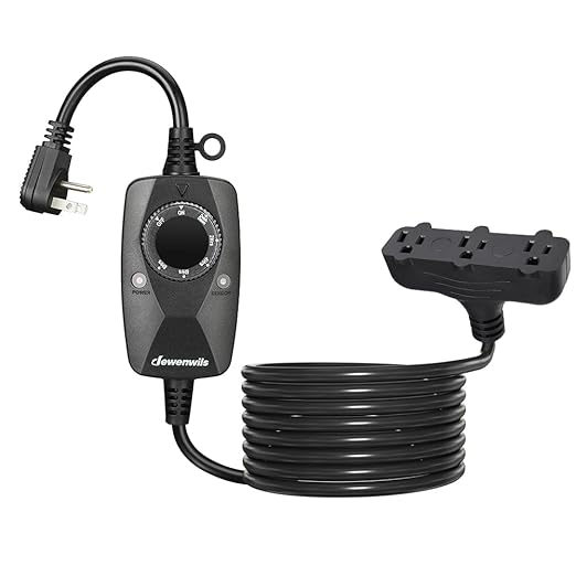 DEWENWILS Light Timer Outdoor Weatherproof with 12 FT Extension Cord, Photocell Timer Switch with 3 Grounded Outlets for Landscape Light, String Lights, UL Listed
