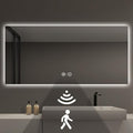66 x 36 LED Bathroom Vanity Mirror, 3 Colors Four-Side Backlit Mirror Bathroom with Motion Sensor, Stepless Dimmable Wall Mirror with Lights, Anti-Fog, Rectangular, UL-Listed
