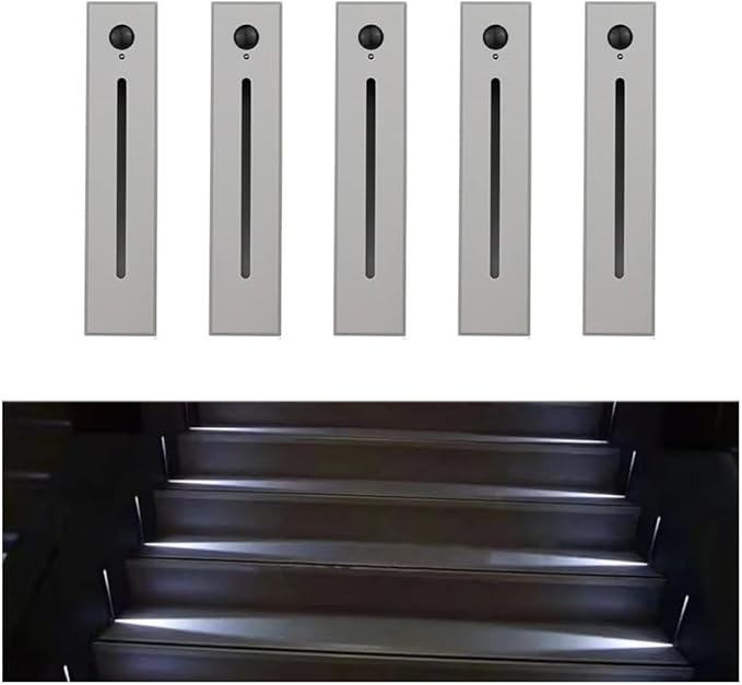 5Pcs Motion Sensor Stair Lights Embedded LED Step Lights, 3W AC85-265V Waterproof Recessed Light Fixtures for House/Wall Cavity/Hallway/Stair/Corner/Decks 3000K Sand Gray