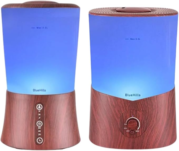 BlueHills Premium Set of Two Large 2000 ML and 3000 ML XL Essential Oil Diffusers Humidifier Combo for Large Room Home with Décor LED Lights Great Gift – Value Pack of Dark Wood Grain.