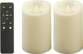 CANDLE CHOICE Outdoor Battery-Operated Flameless Candles with Remote Timer Waterproof Flickering Plastic Electric LED Pillar Lights for Lantern Patio Garden Wedding Halloween Christmas 3”x5” 2 Pack