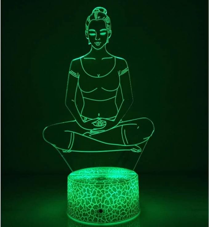 Creative 3D Yoga Meditation Night Light 16 Colors Changing USB Powered Remote Control Touch Switch Decor Lamp Optical Illusion LED Table Desk Lamp