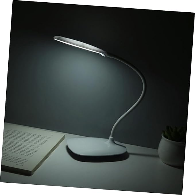 Tofficu Adjustable LED Desk Lamp with Touch Control Eye Protection Brightness Levels Flexible Neck Portable Folding Design for Reading Studying and Working White