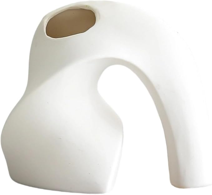 Nordic Style Ceramic Vase Set, Luxury Artistic Flower Arrangement for TV Cabinet and Entryway, Modern Minimalist Home Decor Accents(Type A White)