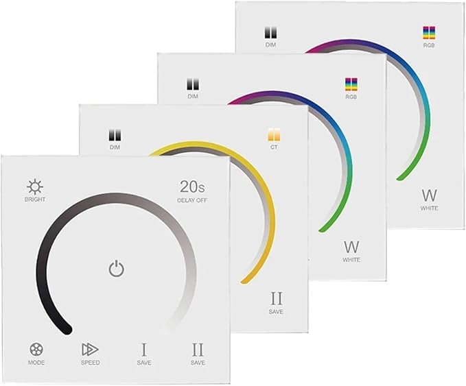 Touch Panel Controller DC12V 24V Single Color CCT RGB RGBW LED Light with Glass Panel Dimmer Wall Mount Switch with Light(RGB)