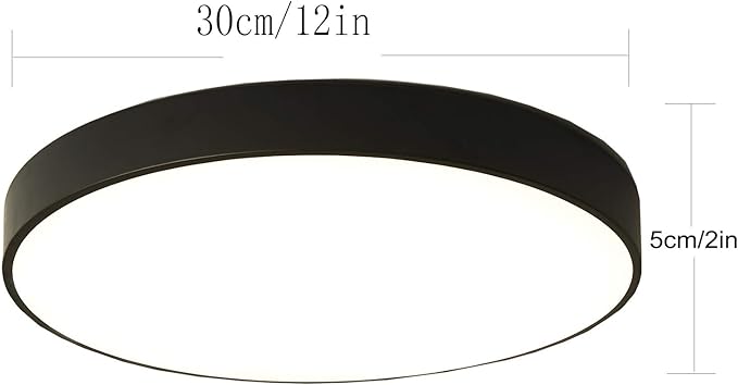 Ganeed 2-Pack Flush Mount LED Ceiling Light Fixture Black, 12 Inch Cool White Modern Ceiling Lamp 1440LM Low Profile Ceiling Light for Kitchen Bedroom Hallway Porch, 24W