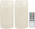 CANDLE CHOICE Outdoor Battery Operated Flameless Candles with Remote Timer Waterproof Flickering Plastic Electric LED Pillar Lights for Lantern Patio Garden Wedding Party Decorations 3x6 Inches 2 PCS