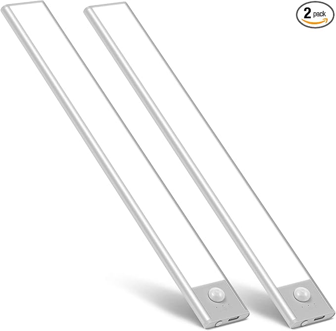 BLS LED Closet Lights, 52LED Motion Sensor Light Indoor, Under Cabinet Lights Rechargeable USB-C Under Cabinet Lighting, 1800mah Battery Operated Lights Wireless Magnetic Light for Kitchen Night Stair