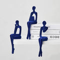 XINXUAN Statue Home Decor - Modern Bookshelf & Desk Decor - 3 Piece Set (Flocking- Blue)