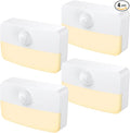 【4 Pack】 Motion Sensor Night Light, Stick-On Motion Sensor Lights Indoor, Battery Powered Under Cabinet Kitchen Lights with Adhesive Pads, Auto/On/Off for Cupboard Wardrobe Stair Kitchen- Warm White
