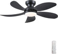 PHORUS 42" Black Low Profile Ceiling Fans with Lights and Remote,Small Flush Mount Ceiling Fans with Quiet Reversible DC Motor, Dimmable 3 CCT