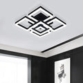 Garwarm Modern LED Ceiling Light, Black Flush Mount Light Fixtures,64W Ceiling Lamp for Living Room Bedroom Dining Room, 5 Square Metal Acrylic Surface Mount Chandelier Cool White 6000K