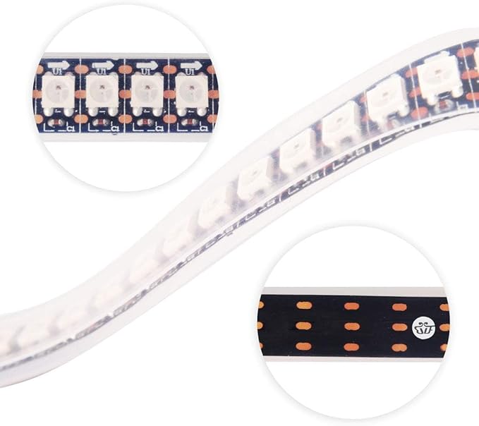 BTF-LIGHTING WS2812B IC RGB LED Strip,UL Listed,Pure Gold Wires,DC5V 3.28FT 144LED 5050SMD,Individually Addressable,Flexible for DIY Chasing Full Color Project,IP67(No Adapter or Controller)