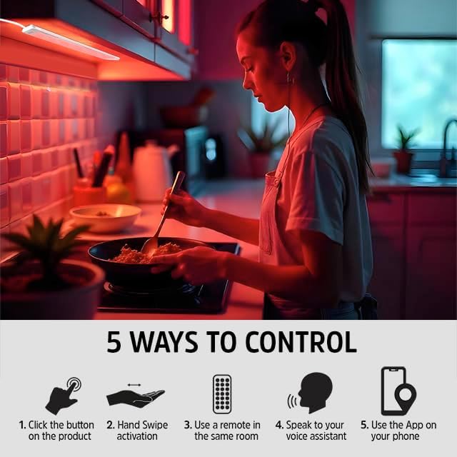 Energizer Smart Under Cabinet Light Bar 2 Pack, Ultra-Thin 0.3”x12”x2.7”, RGB + Multi-White, Remote Control, Button, App, Voice Control with Alexa Siri Google, Motion Control, Dimmable, Scheduling
