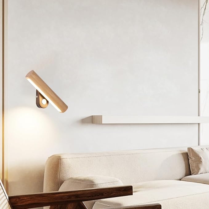 LED Warm Light Nordic Style Wall Light, Hardwired Wood Decoration Wall Lamp, Rotatable Bedside Wall Sconce, Living Room Bedroom Dining Room Wall Mounted Light Fixtures