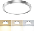 slochi LED Flush Mount Ceiling Light Fixture, 3000K-4000K-6500K & 100W Equivalent Modern Kitchen Recessed Ceiling Lamp 15W 1500Lm 7.5 Inch Closet Round Surface for Bathroom Laundry-Brushed Nickel