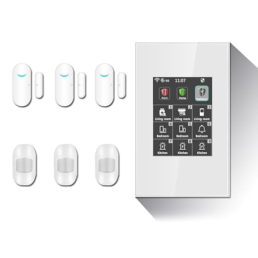 LANBON L8 LCD Alarm Smart Switch, Smart Home Security & Light Control Switch,Indoor Alarm System for Home Security,DIY Door/Window Alarm with APP No Subscription-7 Pieces Kit,Need Neutral Wire,L8-HAK