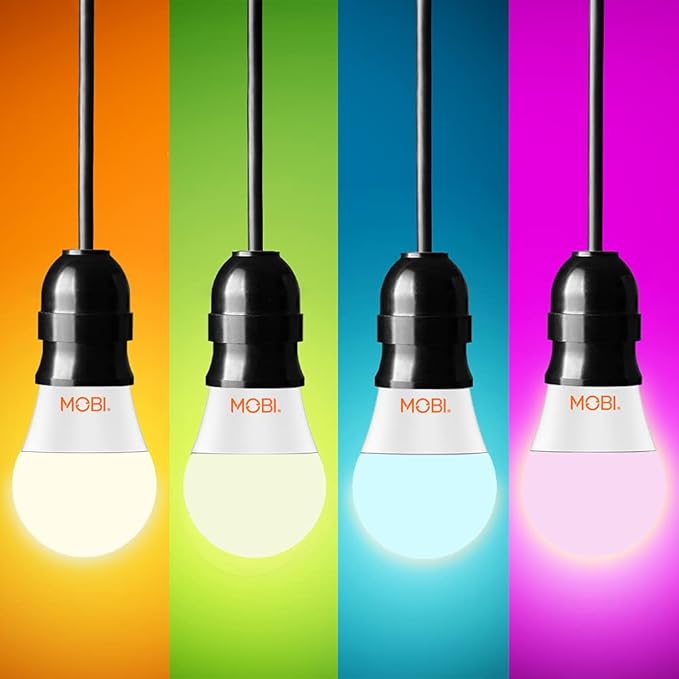 MOBI Smart WiFi LED Bulb Multi-Color Changing LED Light Bulb for Home; Bedroom, Dimmable & Voice Command, Energy Efficient LED Bulbs, No Hub Required, Compatible with Alexa and Google