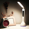 AYI Desk Lamp with LED Display Eye-Caring LED Table Lamp with Calendar, Temperature Display, Multi-Angle Adjustable 7-Color Gradient Ambient Modern Office Lamp for Home & Office-T19 White