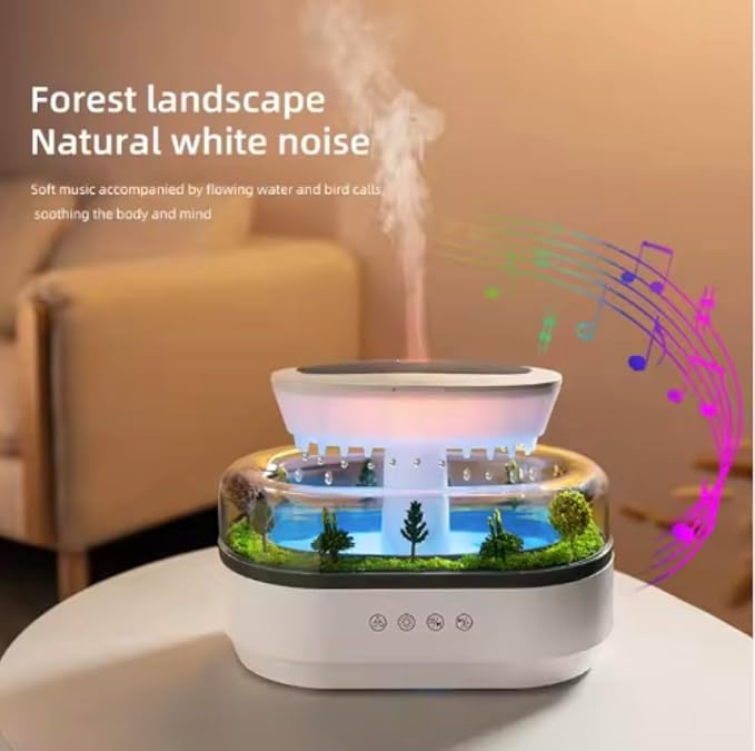 5 in 1 Diffuser Humidifier 250ml, Colorful Light, Raindrop & Natural White Noise, Mini Forest Landscape, Aromatherapy, Natural Sounds. Relaxing Nature Sounds & Sleep Sounds