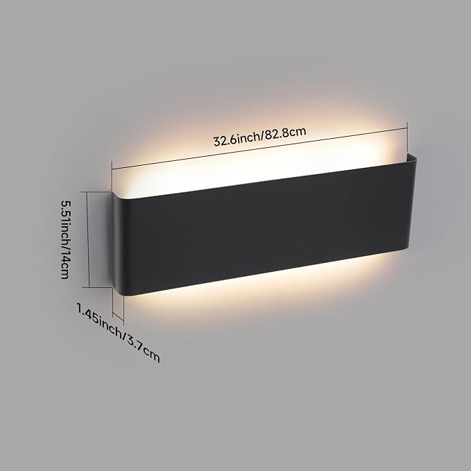 5 CCT (3000K-6500K) Adjustable Dimmable Wall Lamp 32W Modern Black LED vanity light Up and Down Wall Lighting 32.6 Inch Indoor Wall Sconce for Bedroom Staircase Hallway Dressing Table 2 Pack