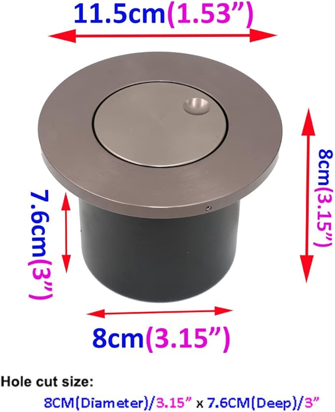 3W LED Wall Recessed Step Stair Lighting Bedside Reading Light Fixture Hidden On/Off Switch Adjustable Warm White Coffee Circle