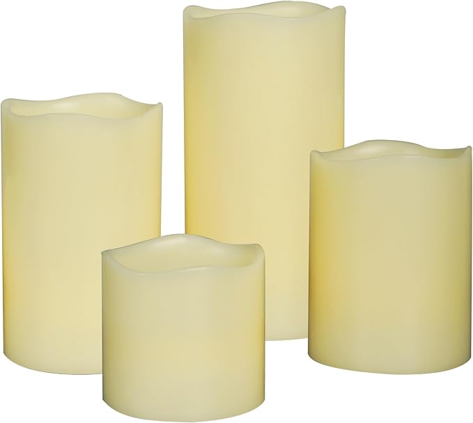 CANDLE CHOICE Battery Operated Flameless Candles with Timer Real Wax Realistic Flickering Electric LED Pillars Decorative Lights for Home Wedding Halloween Thanksgiving Christmas Decorations 4 PCS