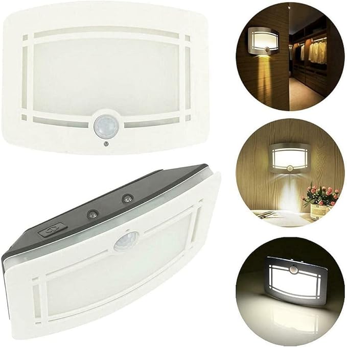 DEXIN 10 LED Indoor Light-Operated Motion Sensor Wall Lamp Lights Battery Power Sconce Adjustable Brightness,Stick-on Anywhere White