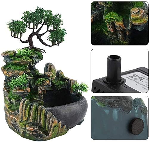 Indoor Water Fountain, Indoor Fountains and Waterfalls with Color LED Light & ON/Off Switch, Small Rockery Stream Tabletop Fountain Waterfall Decor for Home Office Bedroom