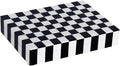 Handicrafts Home Decorative Storage Box with Lid, Black and White Decorative Box for Remote Controls, Slim Coffee Table Storage Box for Shelf, Desk & Living Room Decor, Puzzle Check 8 x 6 x 1.5 Inch