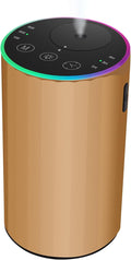 Waterless Essential Oil Diffuser, 7 Colors LED Light, Battery Powered Mini Scent Air Machine, Aromatherapy Mist Diffuser for Home Room Car Office，Black Aluminum Alloy (Gold)