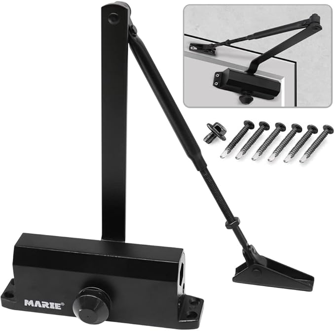 Marie Hold Open Door Closer Applies Regular,Top Jamb Mounting,Adjustable Automatic Size 2 Door Closer for 55-99 lbs Residential and Commercial Light Doors