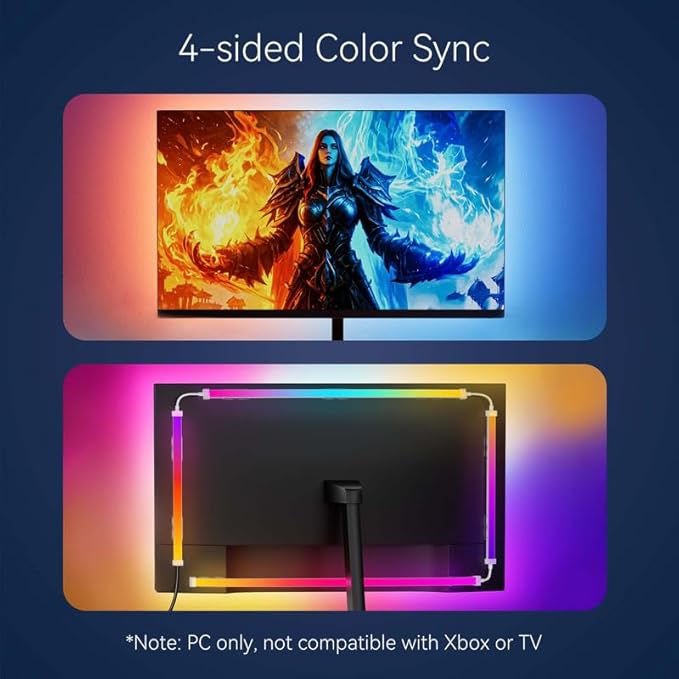 Skydimo 4-Sided Led Strip Lights for 32 Inch Screen, Monitor Backlight, Monitor Led Lights, PC Sync Backlight, Sync with Screen Color or Music, Dynamic Ambient Smart Light with USB, Software Control