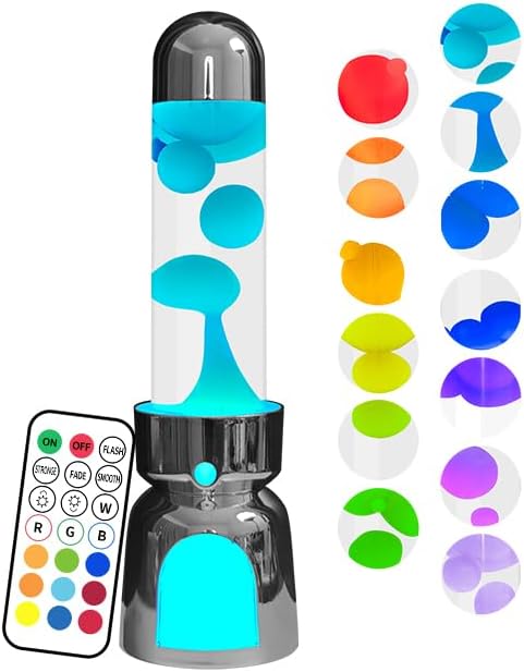 Lighthouse Liquid Motion Lamp, Decorative Night Light with Green Wax, 13-Color Changing, Safe Flameless Mood Lighting for Gift and Home Decor- Silver Plated