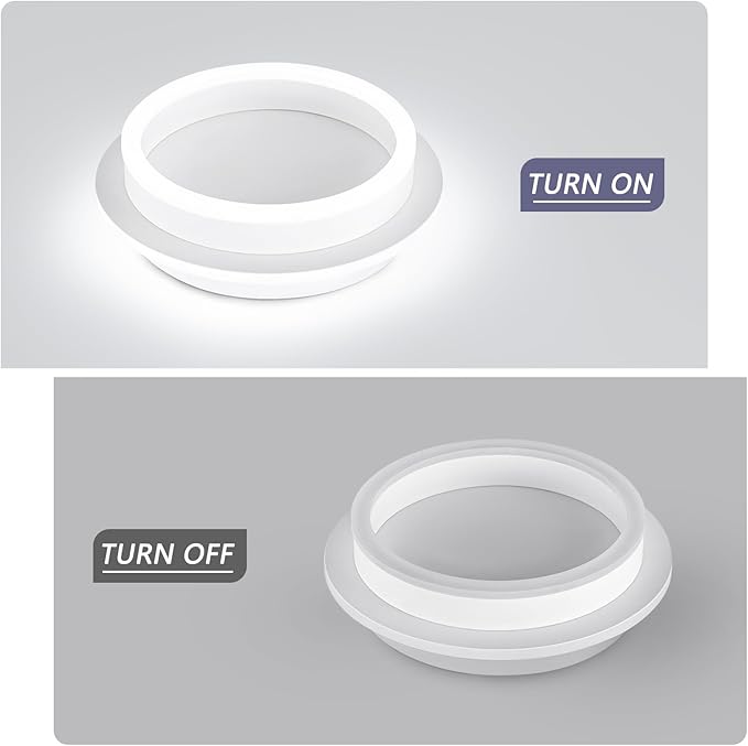 CANEOE Round Modern Led Ceiling Light Fixture, 24W LED Flush Mount Ceiling Lamp, Black Small Hallway Ceiling Light for Dining Room Bedroom Kitchen Bathroom Entryway Lighting Fixtures (White)