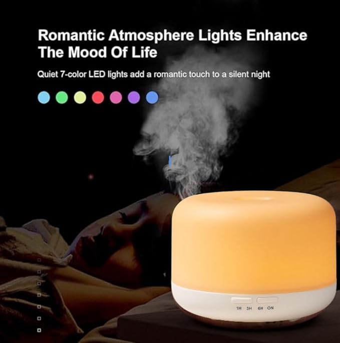 Air Humidifier & Aroma Diffuser with LED Lights Home Fragrance Room Decor Essential Oil Diffuser Humidifiers for Bedroom Car Air Freshener (White)