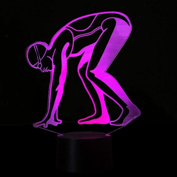 Optical Illusion 3D Sports Swimming Night Light 16 Colors Changing USB Power Remote Control Touch Switch Decor Lamp LED Table Desk Lamp