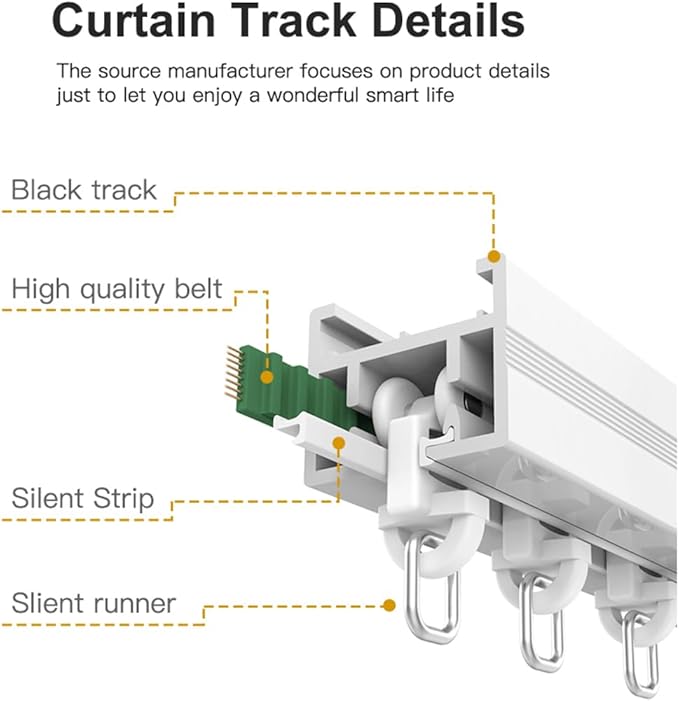S-Fold Motorized Curtain Track Kit, 2.5N Heavy Duty 5-Wire Hardwired Smart Electric Curtains with Remote, Automatic Curtain Opener, Custom Length (5.0 meters (196.8 inches))
