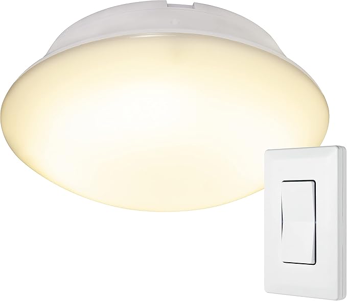 Energizer LED Ceiling Light Fixture, Battery Operated, Wireless Wall Switch Remote, 300 Lumens, Ceiling Light No Electricity, Perfect for Closets, Laundry Room, Garage, Shed and More, 58823-T1