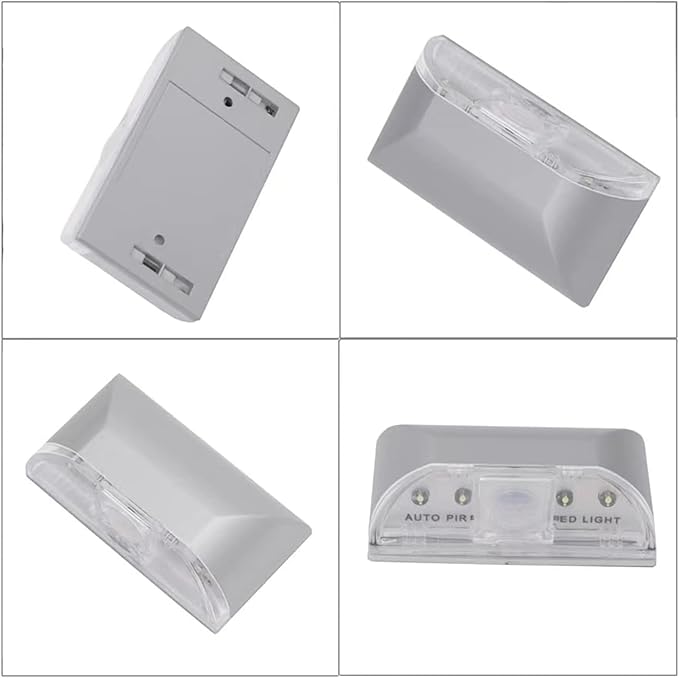 Key Light Door Light, Small Motion Sensor Light with 4 LED Bulbs, Battery Powered Night Lights for Hallway, Stairway, Kitchen, Closet, Bedroom (Silver)