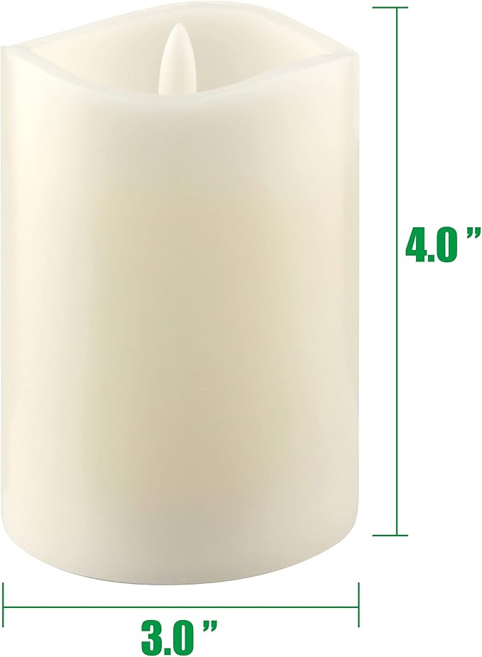 Stonebriar 3 Count Ivory Real Wax 3x4 Flameless LED Pillar Candles with Remote and Timer