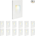 12-Pack Vertical LED Step Lights, Color Adjustable (2700K-5000K), IP65 Waterproof, 3W 70LM, 120V Stair Lights Indoor Outdoor, 10%-100% Dimmable, White, ETL Certified